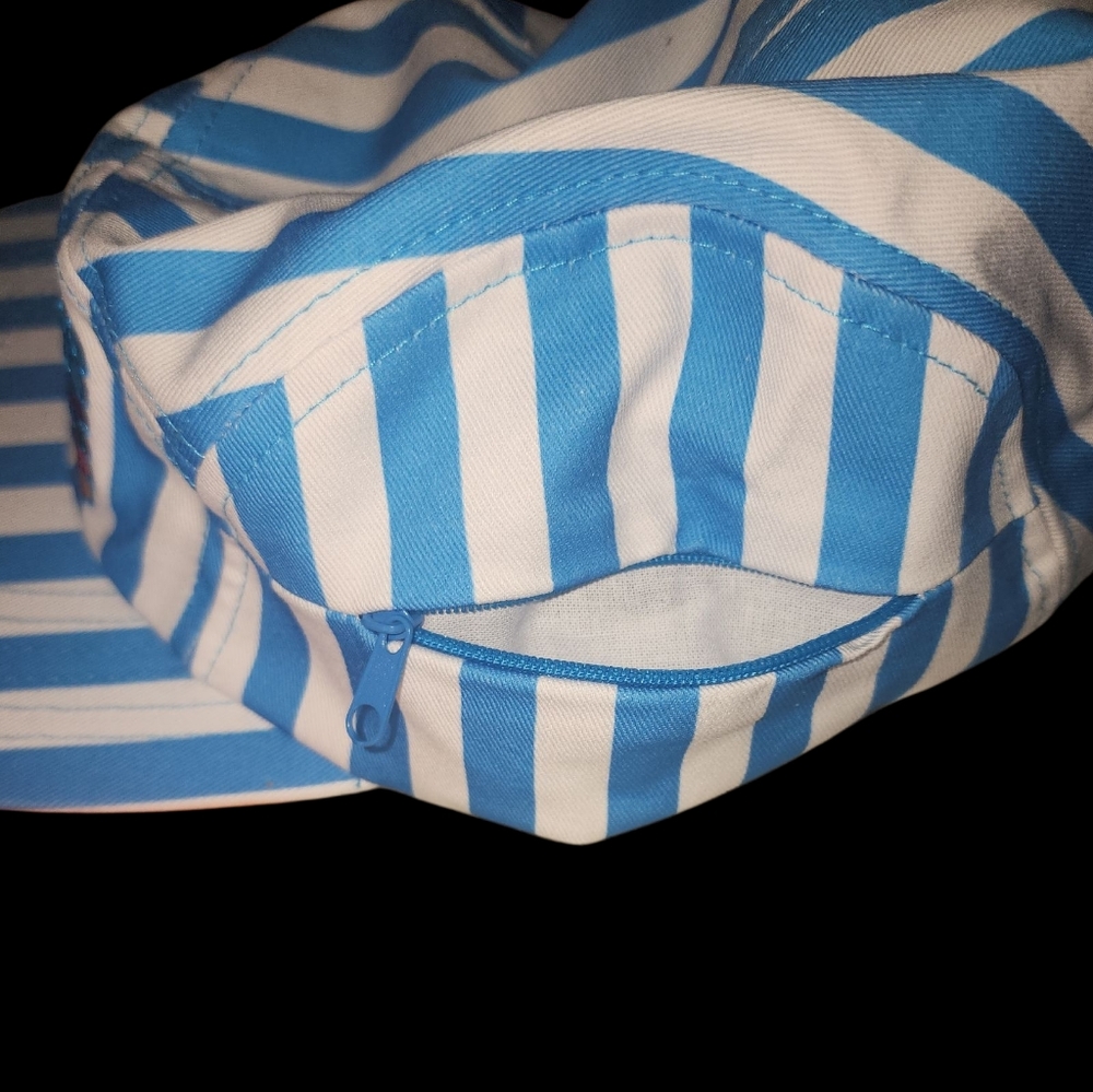 Brand New Cookies Blue and White Striped Cap With Zipper Pocket - Picture 4 of 4